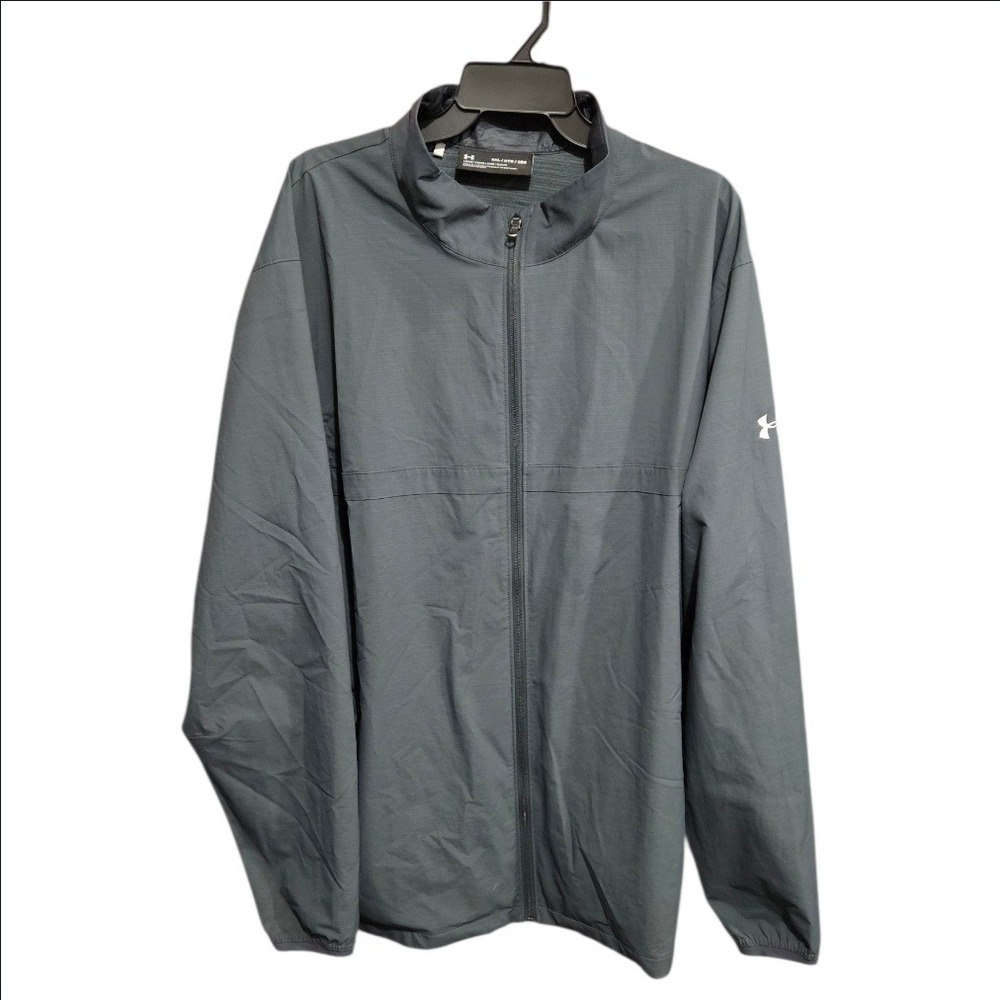 Under Armour Mens 3XL Gray Full Zip Windbreaker Jacket 1317221 Loose Fit